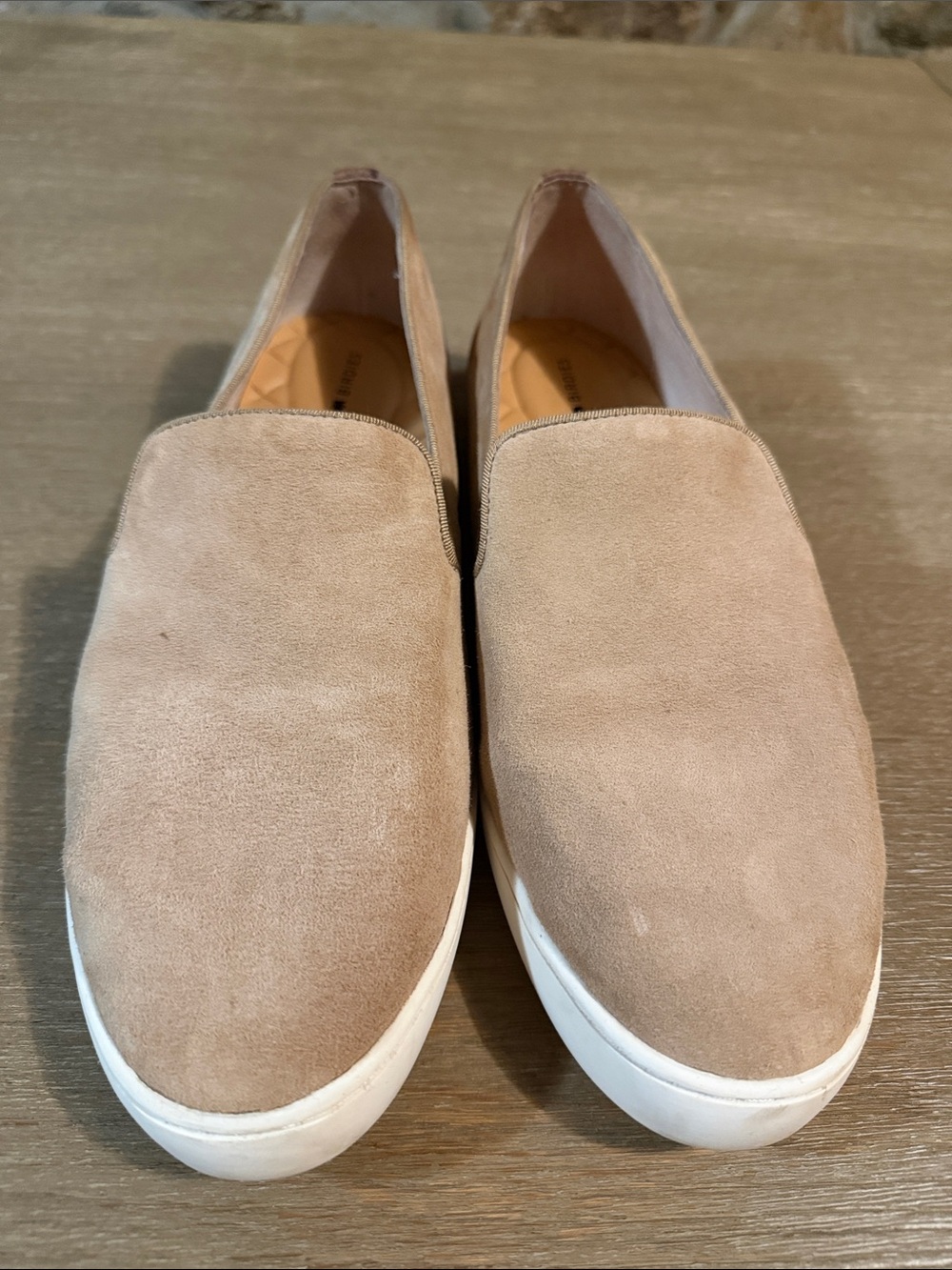 Birdies Taupe Suede Slip-On Flats